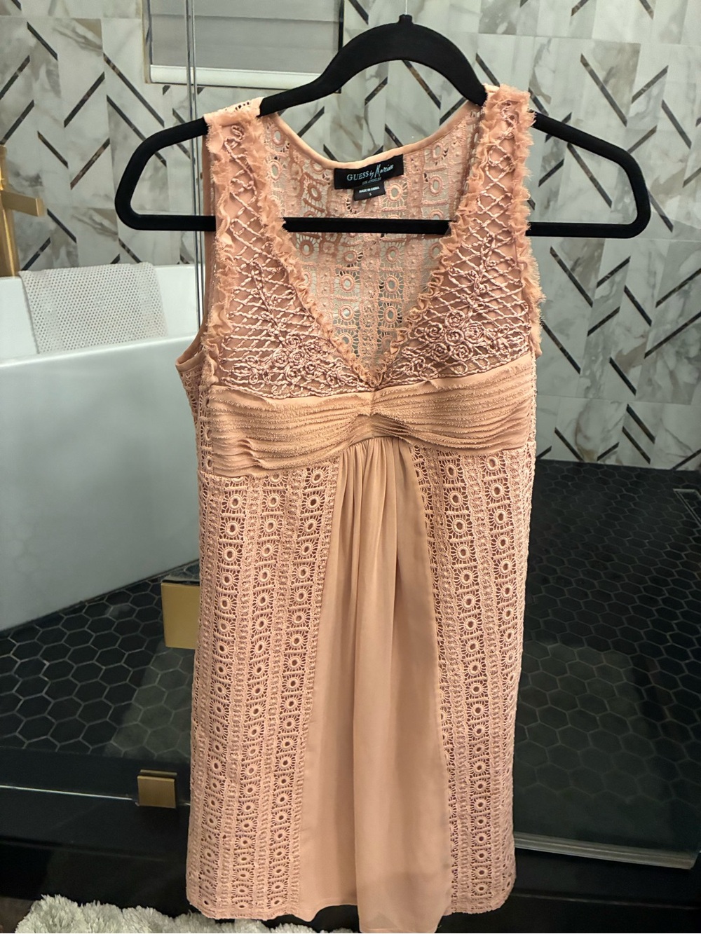 Guess by Marciano Peach Crochet & Chiffon Mini Dress